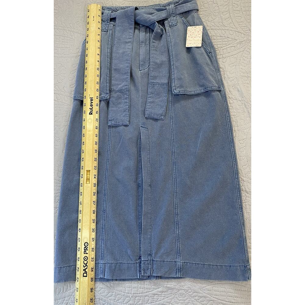 NWT Free People Sz 4 Blueberry Pie Catch Feelings Linen Blend Midi Skirt - Picture 16 of 16